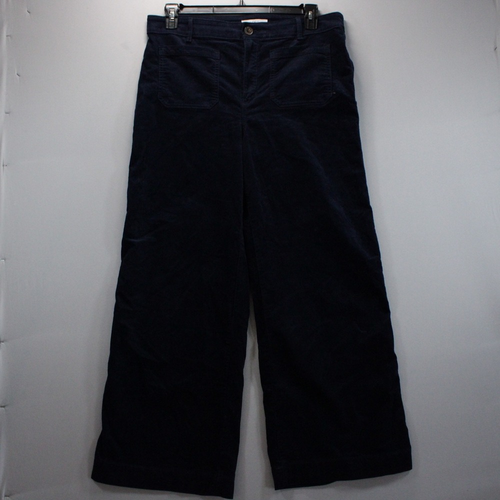 LOFT Navy Blue Corduroy Retro Palmer Wide Leg Pants High Rise Patch Pocket 12